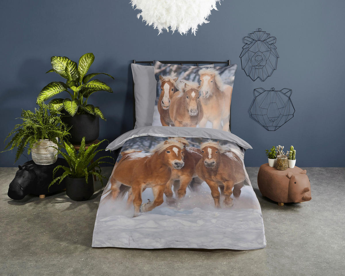 Baumwoll Bettwäsche Happy Horses Flanell Happy Horses - Multi (135,00/200,00cm) - Good Morning
