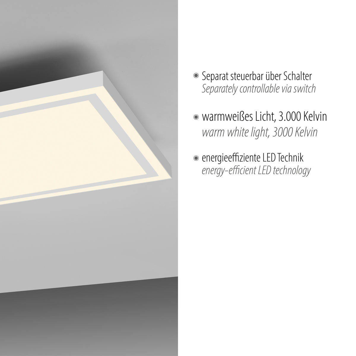 Just Light LED-Deckenleuchte BEDGING 14882-16 weiß Eisen Kunststoff B/H/T: ca. 80x5,6x35 cm 2 Brennstellen BEDGING - weiß (80,00/5,60/35,00cm) - Just Light