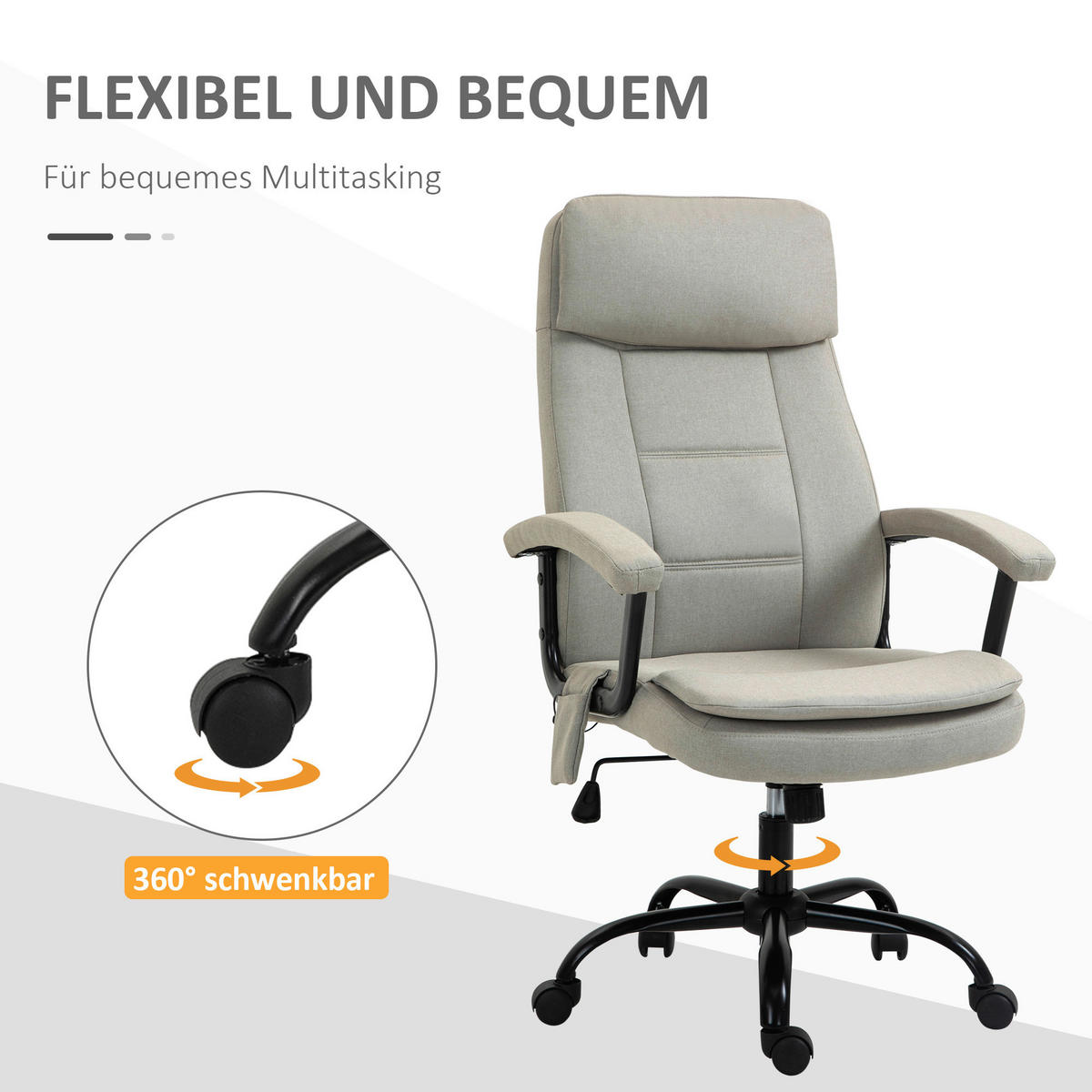 Drehstuhl 921-308BG beige 921-308BG - beige (63,00/121,00/70,00cm) - Vinsetto