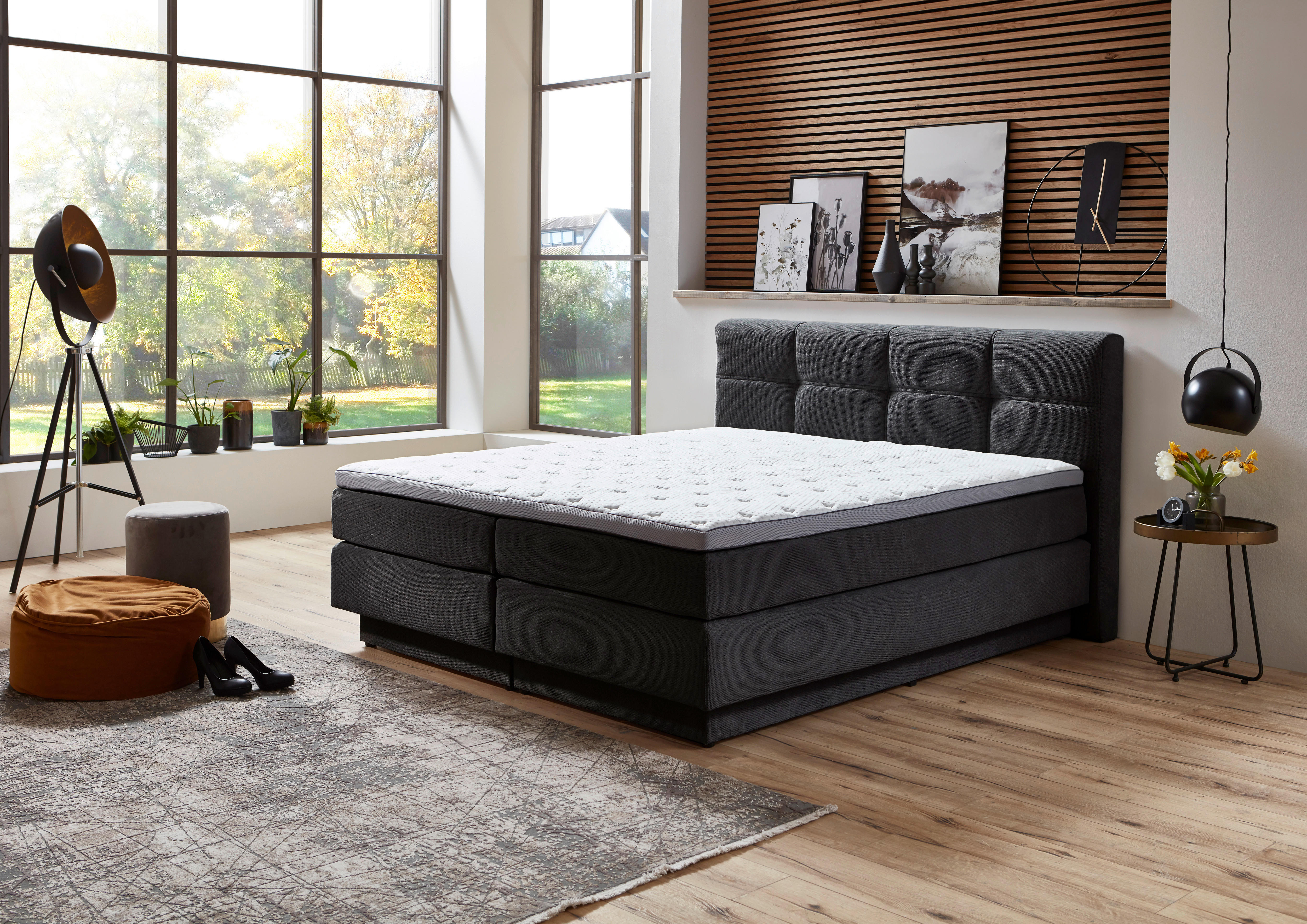 Boxspringbett Portage anthrazit Liegefläche B/L: ca. 180x200 cm Portage - anthrazit (188,00/62,00/217,00cm)