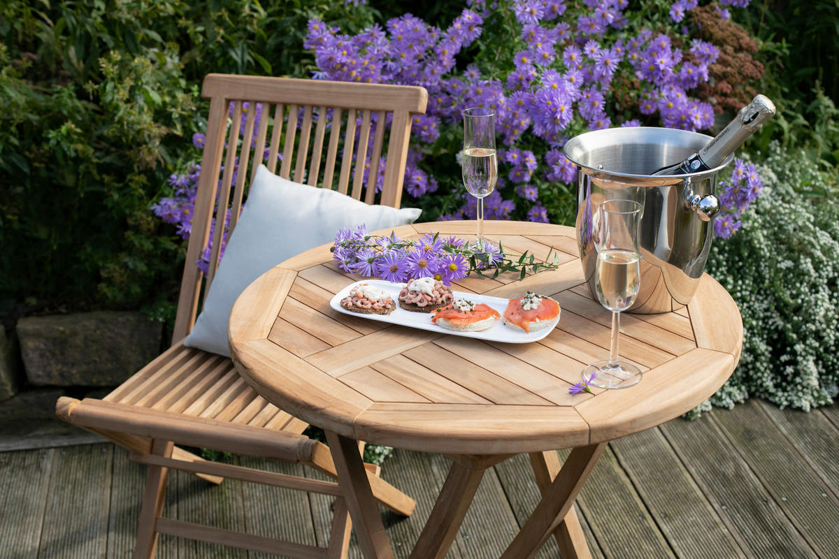 deVries Gartentisch Woodie natur Teakholz H/D: ca. 75x70 cm Woodie - natur (70,00/75,00cm) - deVries