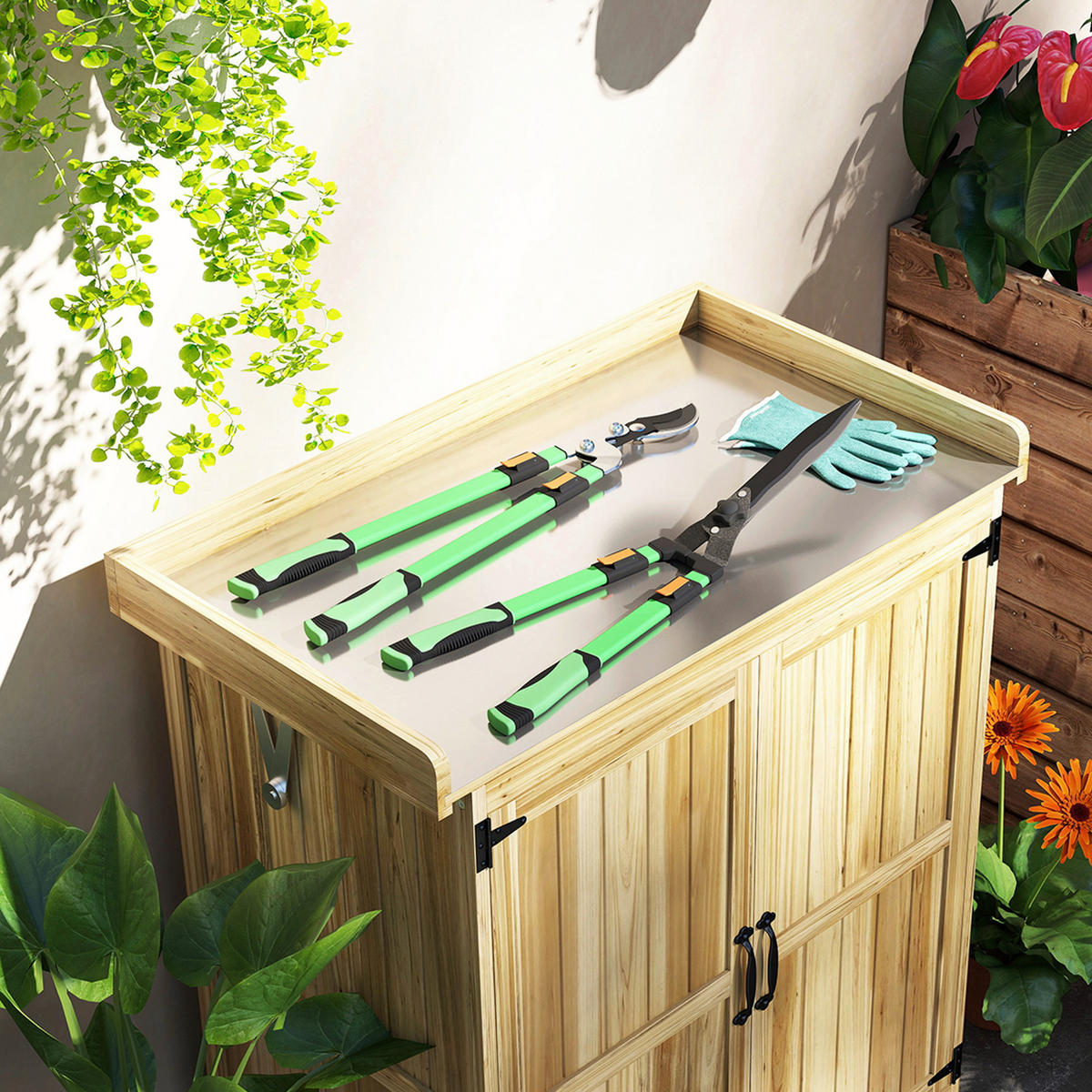 Outsunny Gartenwerkzeug-Set grün Kunststoff B/H/L: ca. 23x9,5x78,5 cm Gartenwerkzeug-Set - grün (78,50/23,00/9,50cm) - Outsunny