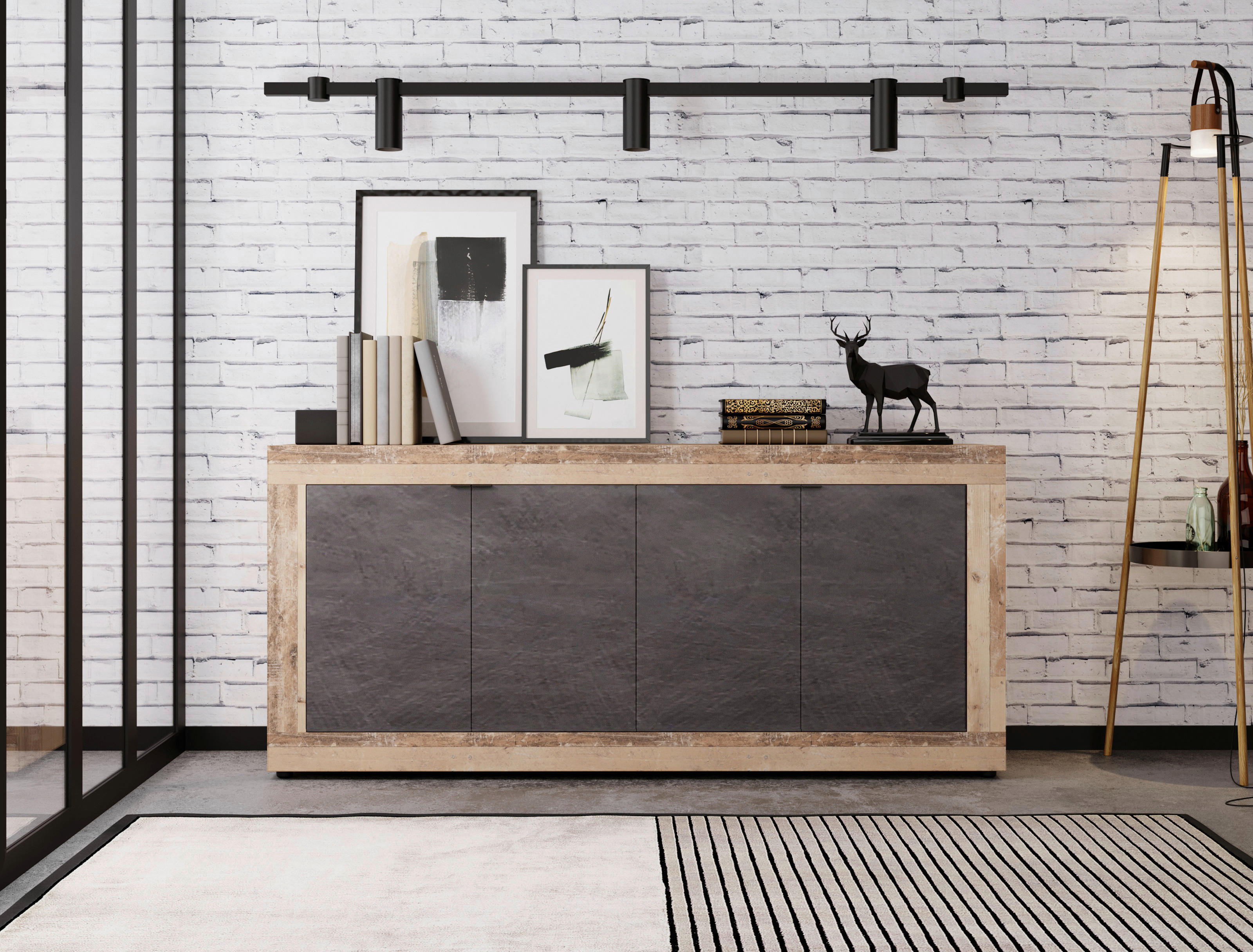 Kommode LUNEA Eiche Old Wood hell Nachbildung Eiche Matera Nachbildung B/H/T: ca. 180x86x41,7 cm LUNEA - Eiche (180,00/86,00/41,70cm) - WIPMEB