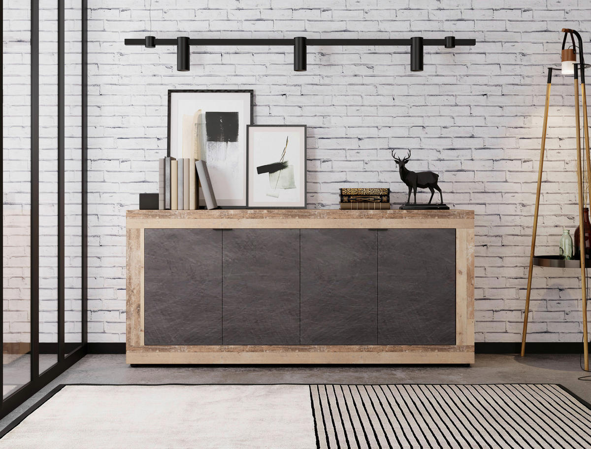 Kommode LUNEA Eiche Old Wood hell Nachbildung Eiche Matera Nachbildung B/H/T: ca. 180x86x41,7 cm LUNEA - Eiche (180,00/86,00/41,70cm) - WIPMEB