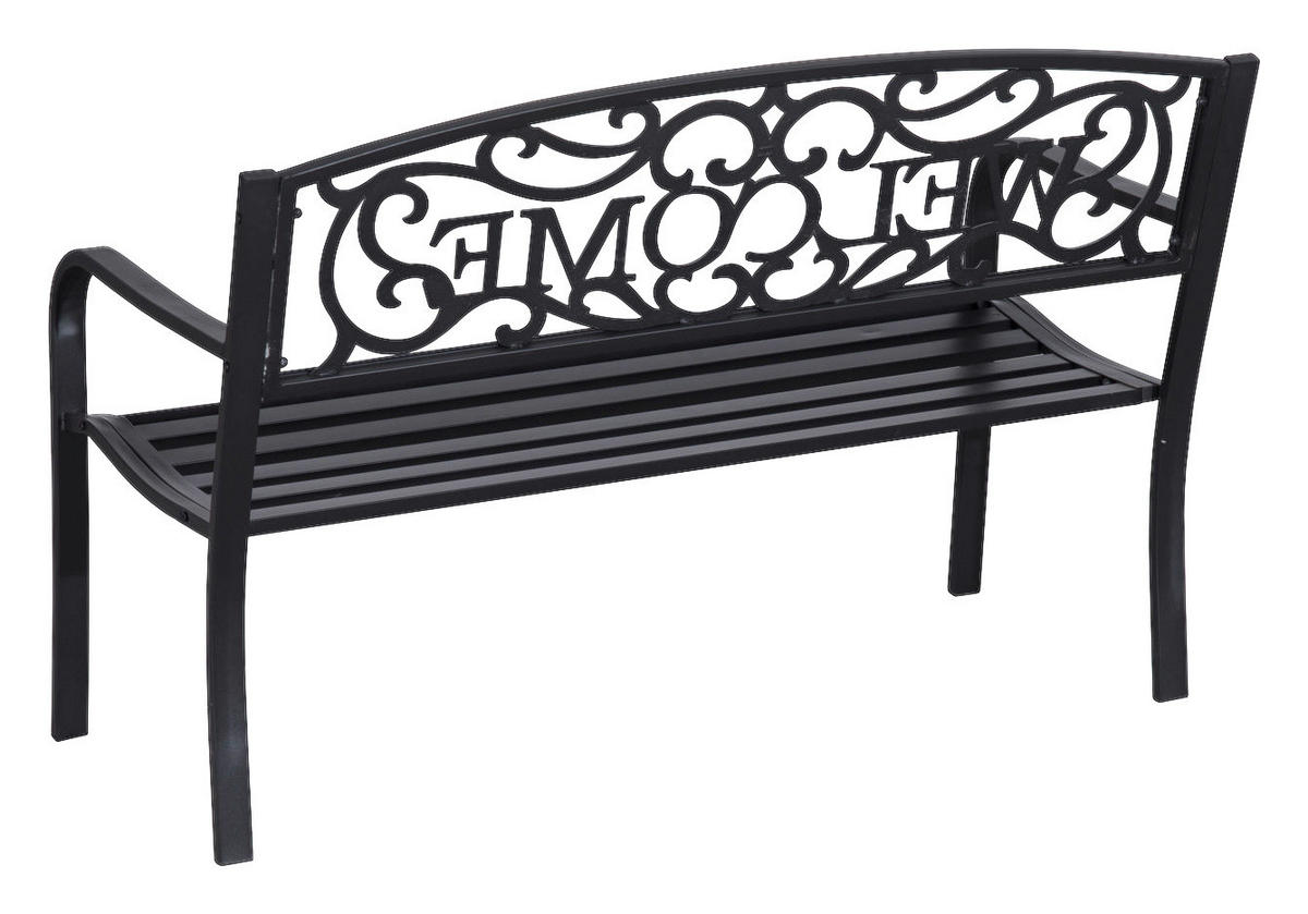 Outsunny Gartenbank schwarz Eisen B/H/L: ca. 60x85x126 cm Gartenbank - schwarz (126,00/60,00/85,00cm) - Outsunny