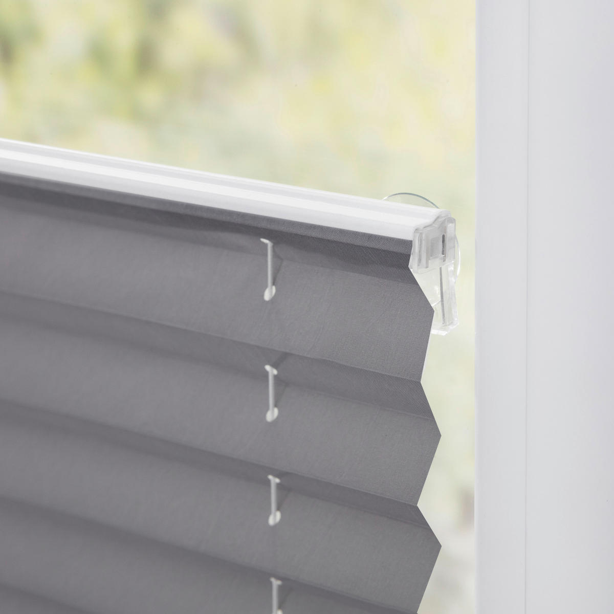 Spannplissee grau B/L: ca. 55x130 cm Plissee_Haftfix - grau (55,00/130,00cm) - LICHTBLICK