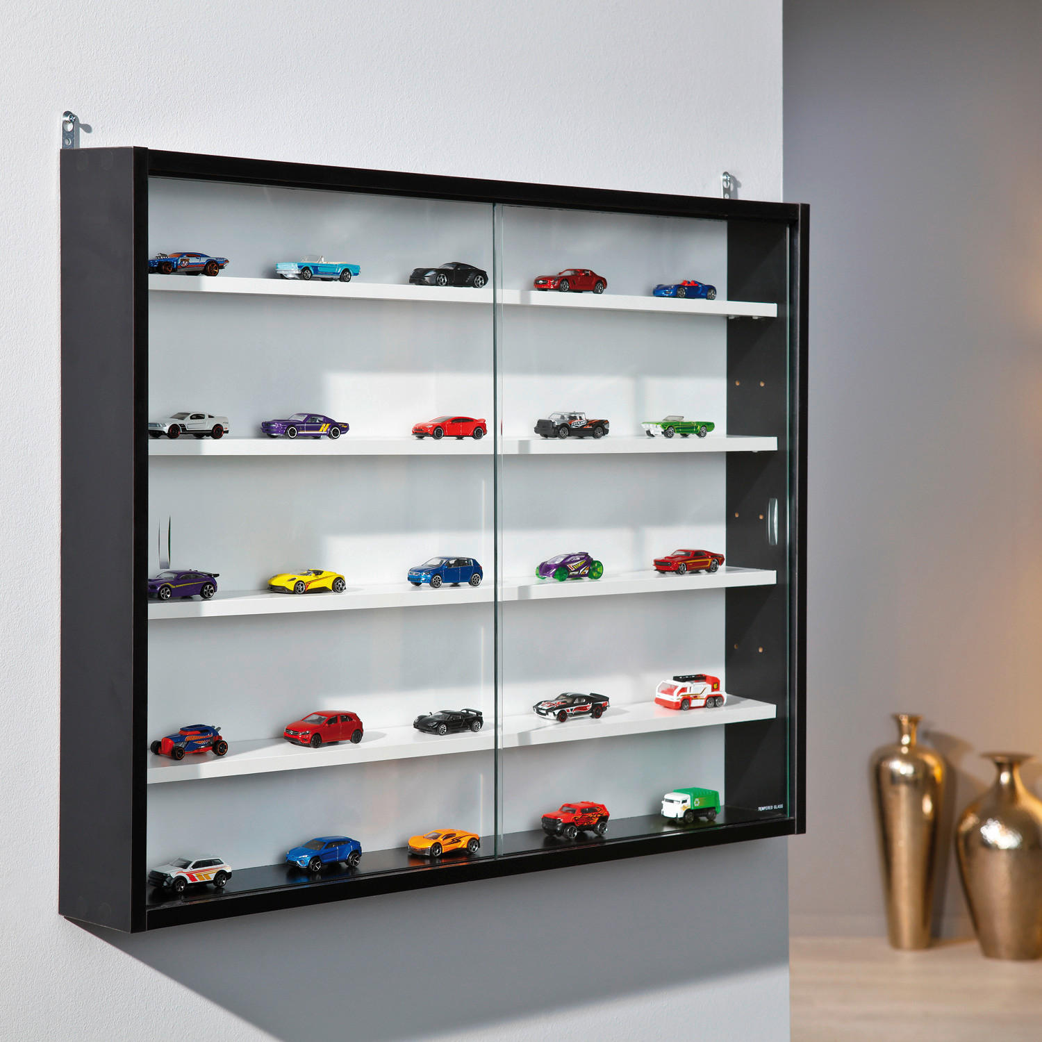 Vitrine Collecty schwarz weiß Holzwerkstoff B/H/T: ca. 80x60x10 cm Collecty - weiß/schwarz (80,00/60,00/10,00cm) - Inter Link