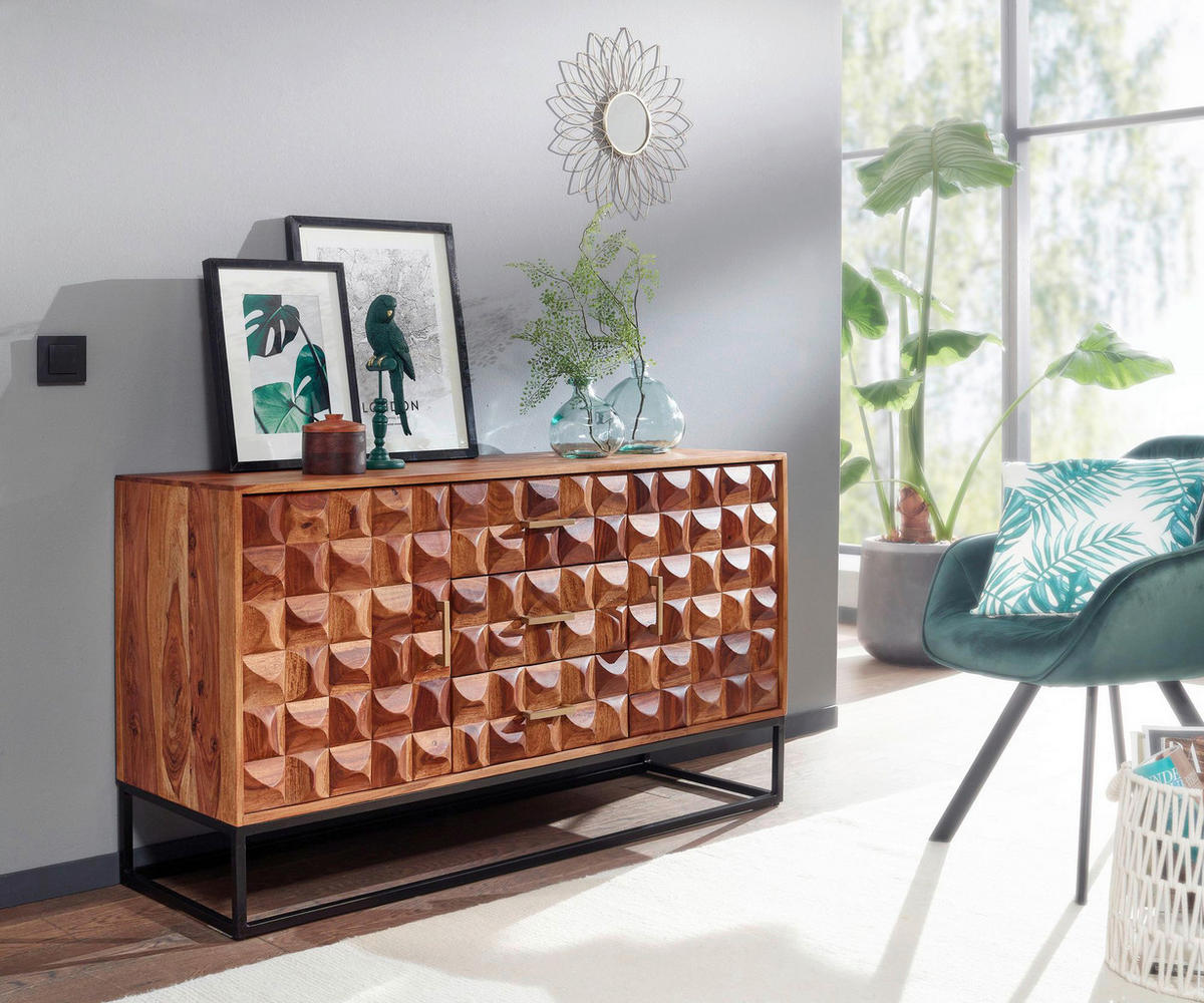 Sideboard rosenholz Nachbildung B/H/T: ca. 145x81x45 cm Sideboard - rosenholz (145,00/81,00/45,00cm) - Wohnling