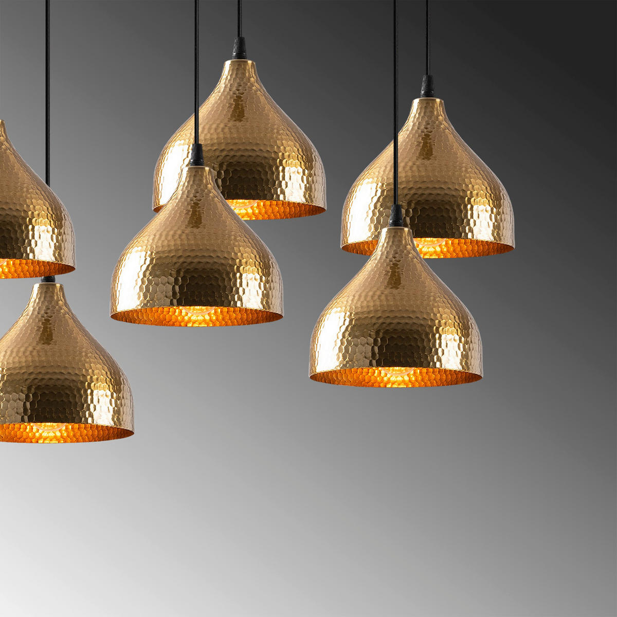 Opviq Pendelleuchte Metall B/H/T/L: ca. 88x114x40x88 cm E27 7 Brennstellen Tattoo - 6222 - (88,00/88,00/114,00cm) - Opviq