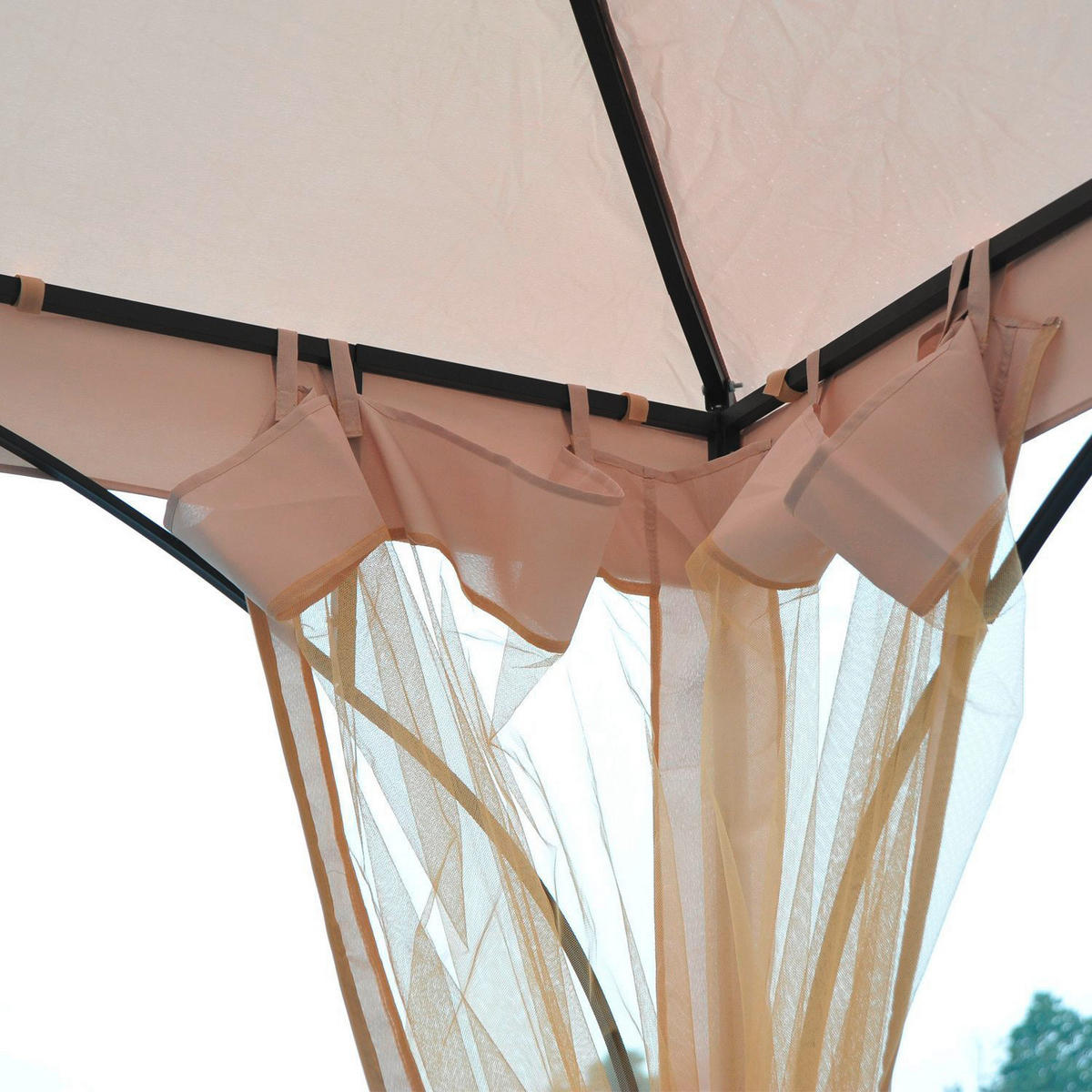 Outsunny Gartenpavillon beige Metall B/H/L: ca. 300x275x300 cm Gartenpavillon_mit_Doppeldach - beige/schwarz (300,00/300,00/275,00cm) - Outsunny