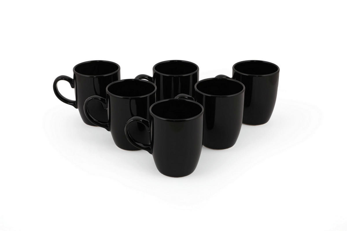 HermiaConcept Kaffeebecher 6-tlg. schwarz Keramik 6 tlg. 6-tlg. - schwarz (7,90/7,90/9,50cm) - HermiaConcept