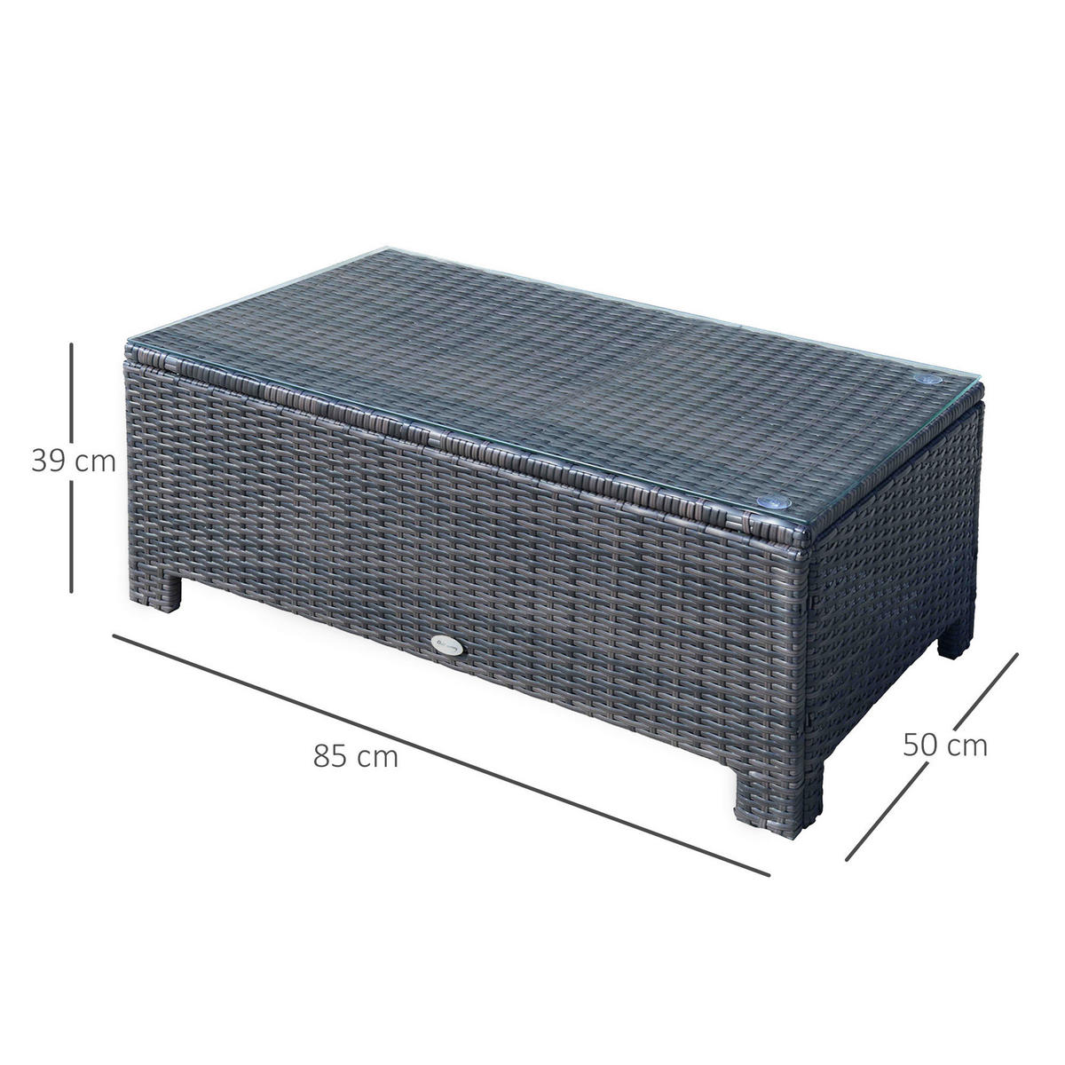 Outsunny Beistelltisch braun Metall B/H/L: ca. 50x39x85 cm Beistelltisch - braun (85,00/50,00/39,00cm) - Outsunny