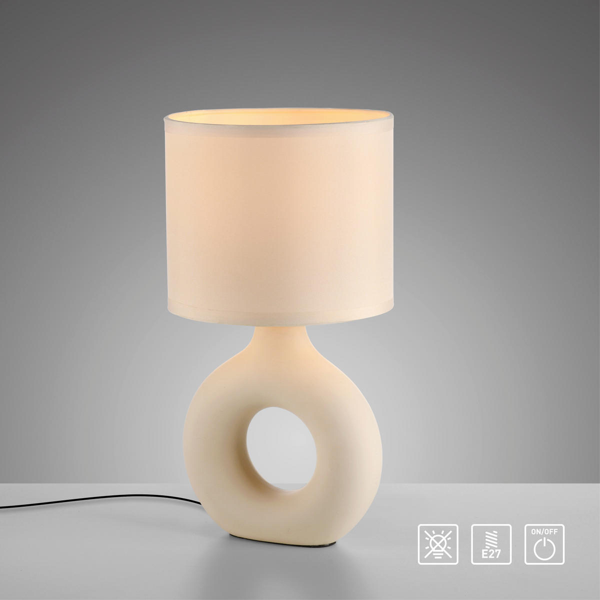 Just Light Tischleuchte beige Stoff Keramik H/L/D: ca. 30x16x16 cm null 1 Brennstellen Tischleuchte_Carara - beige (16,00/30,00cm) - Just Light