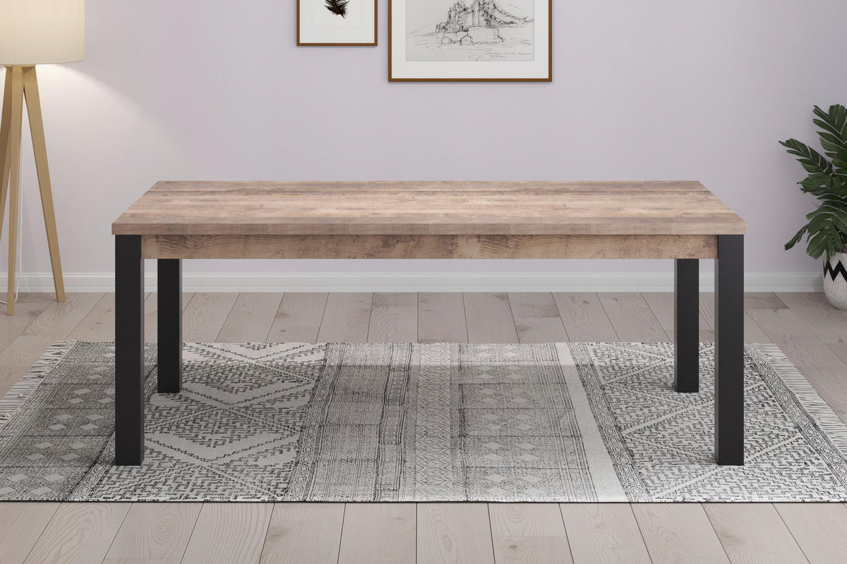 Tisch Emile Eiche Tabak Nachbildung B/H/T: ca. 200x77x90 cm Emile - Eiche/schwarz (200,00/77,00/90,00cm) - Trendteam