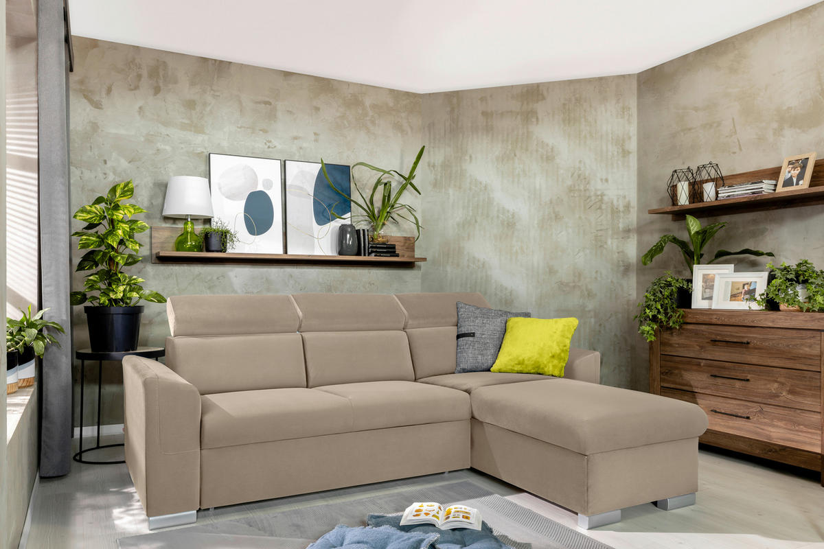 Ecksofa Evia braun Microfaser B/H/T: ca. 243x85x186 cm Evia - braun/silber (243,00/85,00/186,00cm)