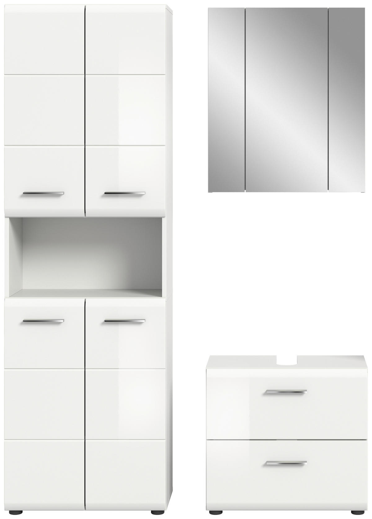Badezimmer-Set ICE weiß weiß Hochglanz B/H/T: ca. 135x190x32 cm ICE - weiß (135,00/190,00/32,00cm) - xonox.home