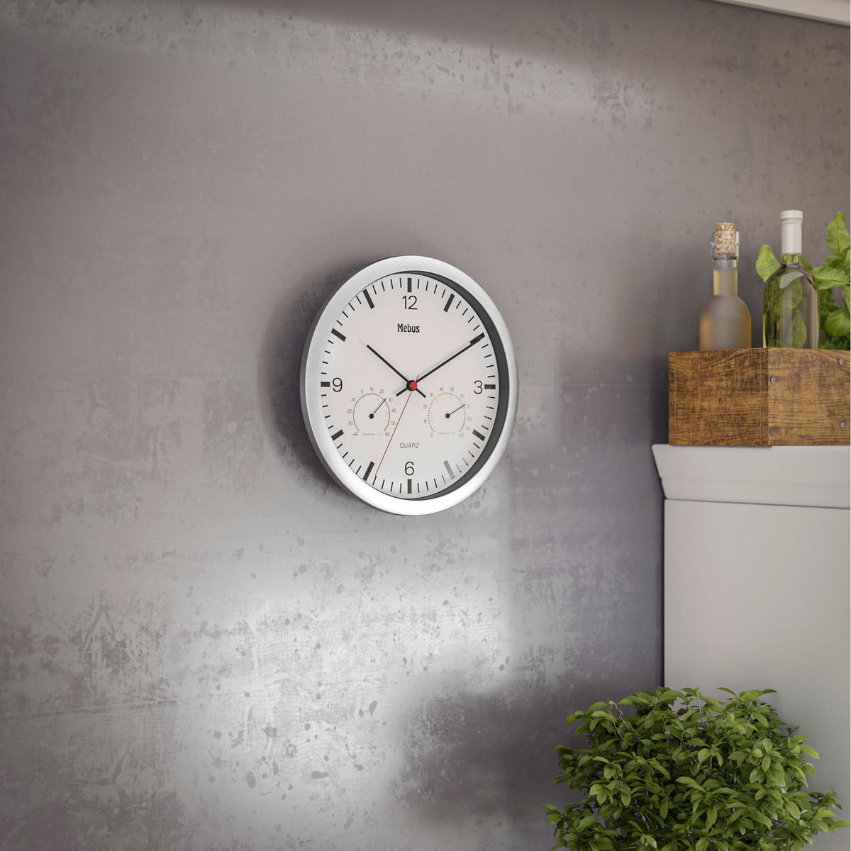 Mebus Wanduhr weiß D: ca. 25 cm Wanduhr_Quarz - weiß (25,00cm) - Mebus