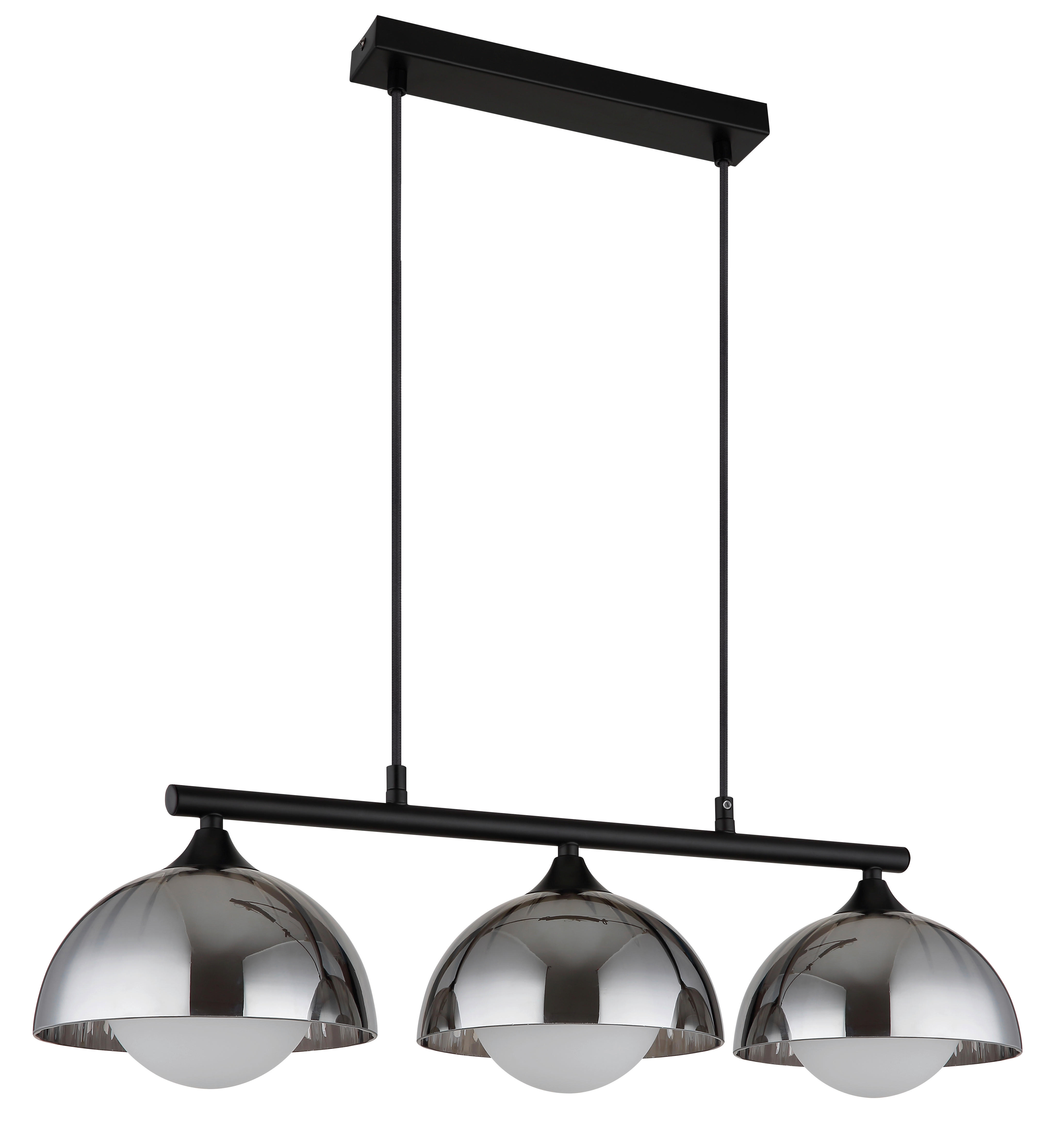 GLOBO Pendelleuchte EVA 30200308 Rauch schwarz Opal Textil Metall Glas B/H/L: ca. 70x120x20 cm G9 3 Brennstellen EVA - schwarz/Opal (20,00/70,00/120,00cm) - GLOBO