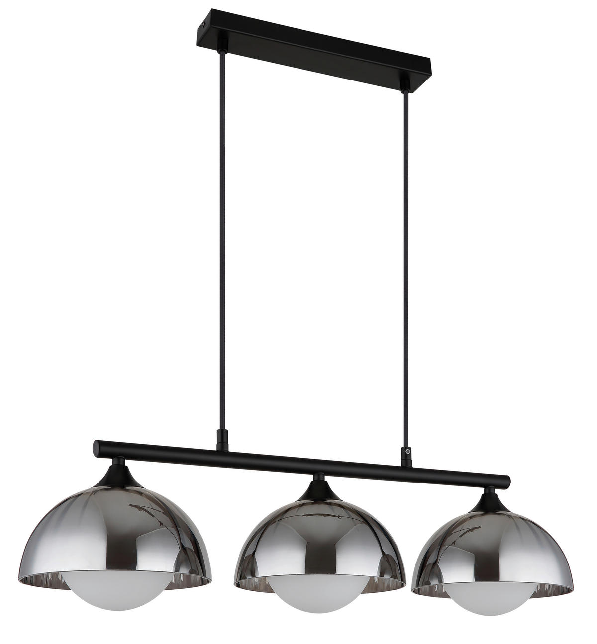 GLOBO Pendelleuchte EVA 30200308 Rauch schwarz Opal Textil Metall Glas B/H/L: ca. 70x120x20 cm G9 3 Brennstellen EVA - schwarz/Opal (20,00/70,00/120,00cm) - GLOBO