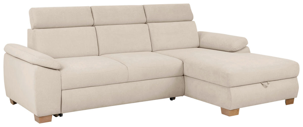 Ecksofa Aguda beige Microfaser B/H/T: ca. 269x102x175 cm Aguda - beige/buche (269,00/102,00/175,00cm)
