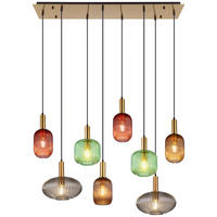 Pendelleuchte messing Metall Glas B/H/L: ca. 48x125x125 cm E27 8 Brennstellen Normy - messing (125,00/48,00/125,00cm)