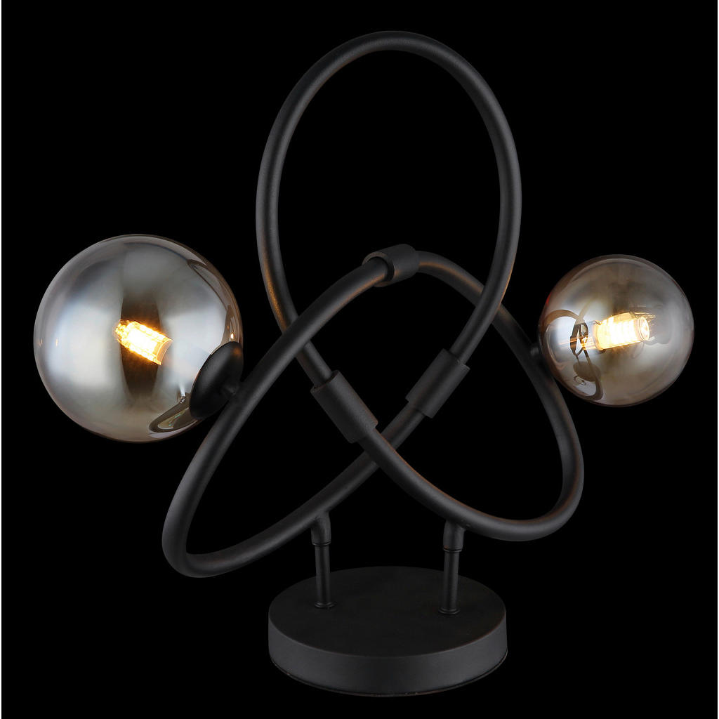 Thumbnail - GLOBO LED-Tischleuchte 10676 amber mattschwarz Metall Glas B/H/T: ca. 15x38,5x46 cm 2 Brennstellen