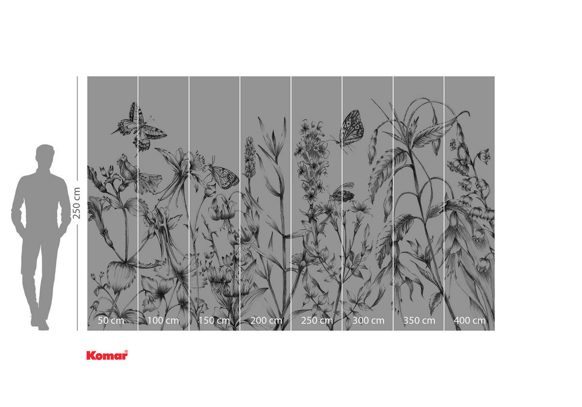 Komar Fototapete Butterfly Field Blumen B/L: ca. 400x250 cm Butterfly Field - (400,00/250,00cm) - Komar