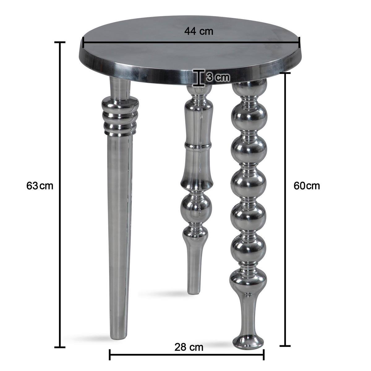 Beistelltisch silber B/H/T: ca. 44x44x63 cm Beistelltisch - silber (44,00/44,00/63,00cm) - Wohnling