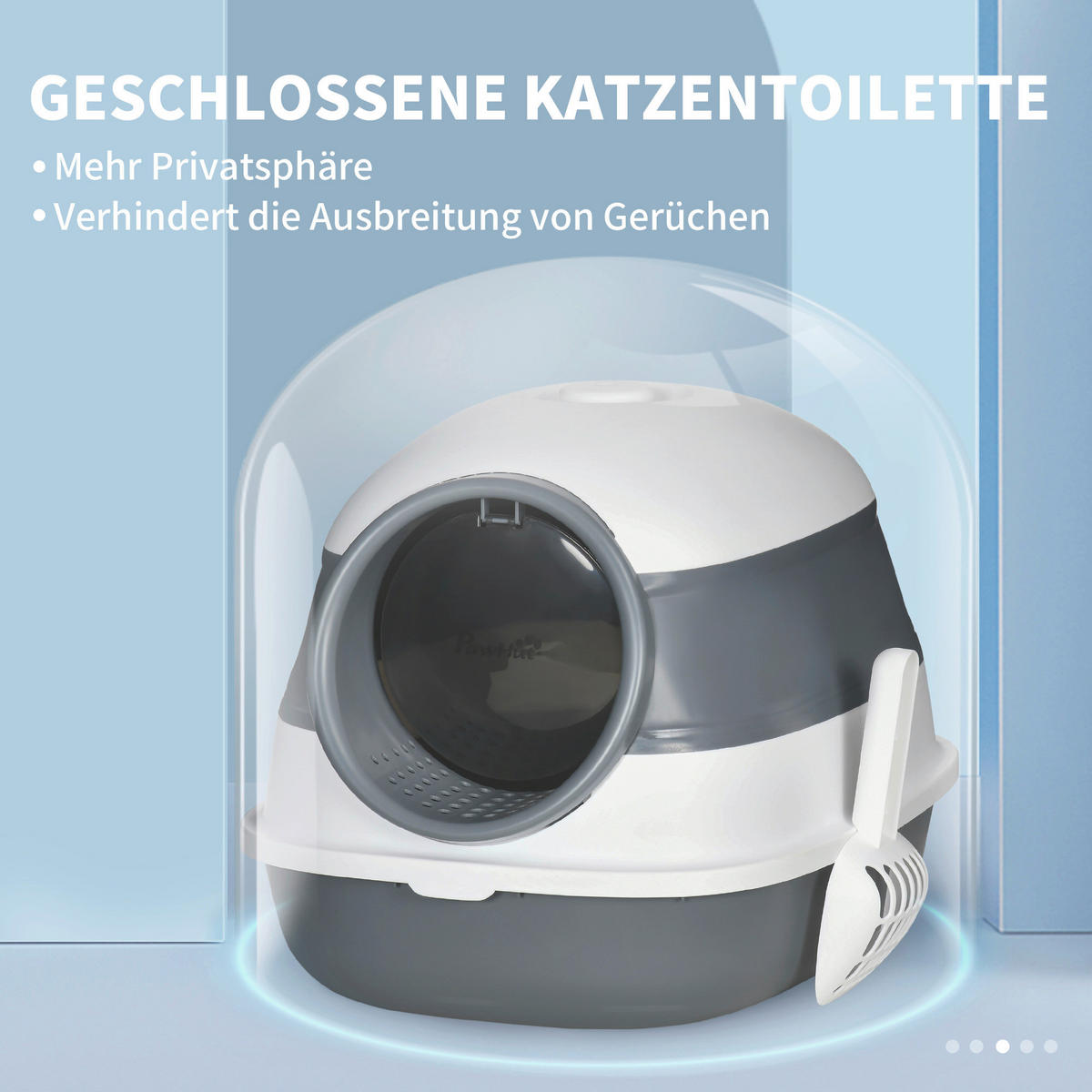 PawHut Katzen-Zubehör grau Edelstahl B/H/L: ca. 41x52x38 cm Katzenklo - weiß/grau (38,00/41,00/52,00cm) - PawHut