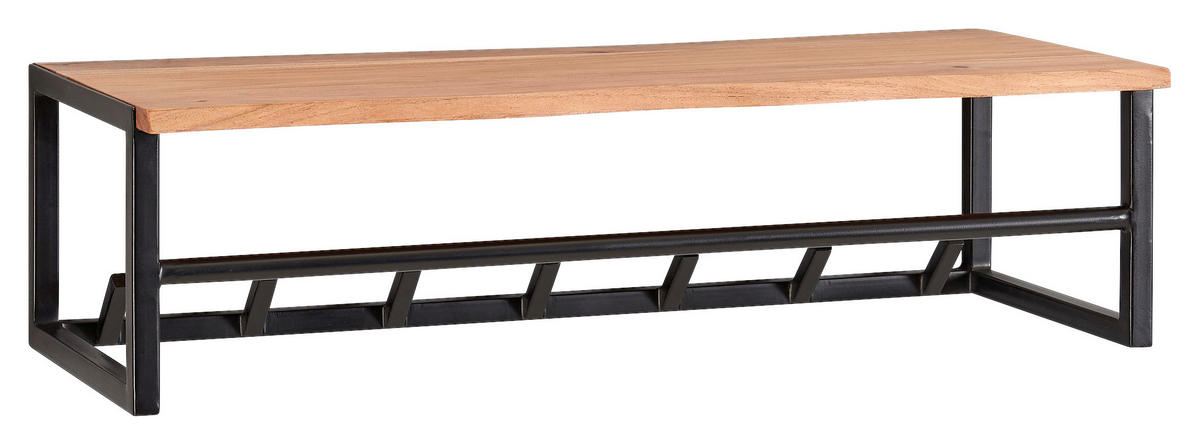 Wandgarderobe natur schwarz pulverbeschichtet B/H/T: ca. 80x33x22 cm Wandgarderobe - natur/schwarz (80,00/33,00/22,00cm) - Wohnling