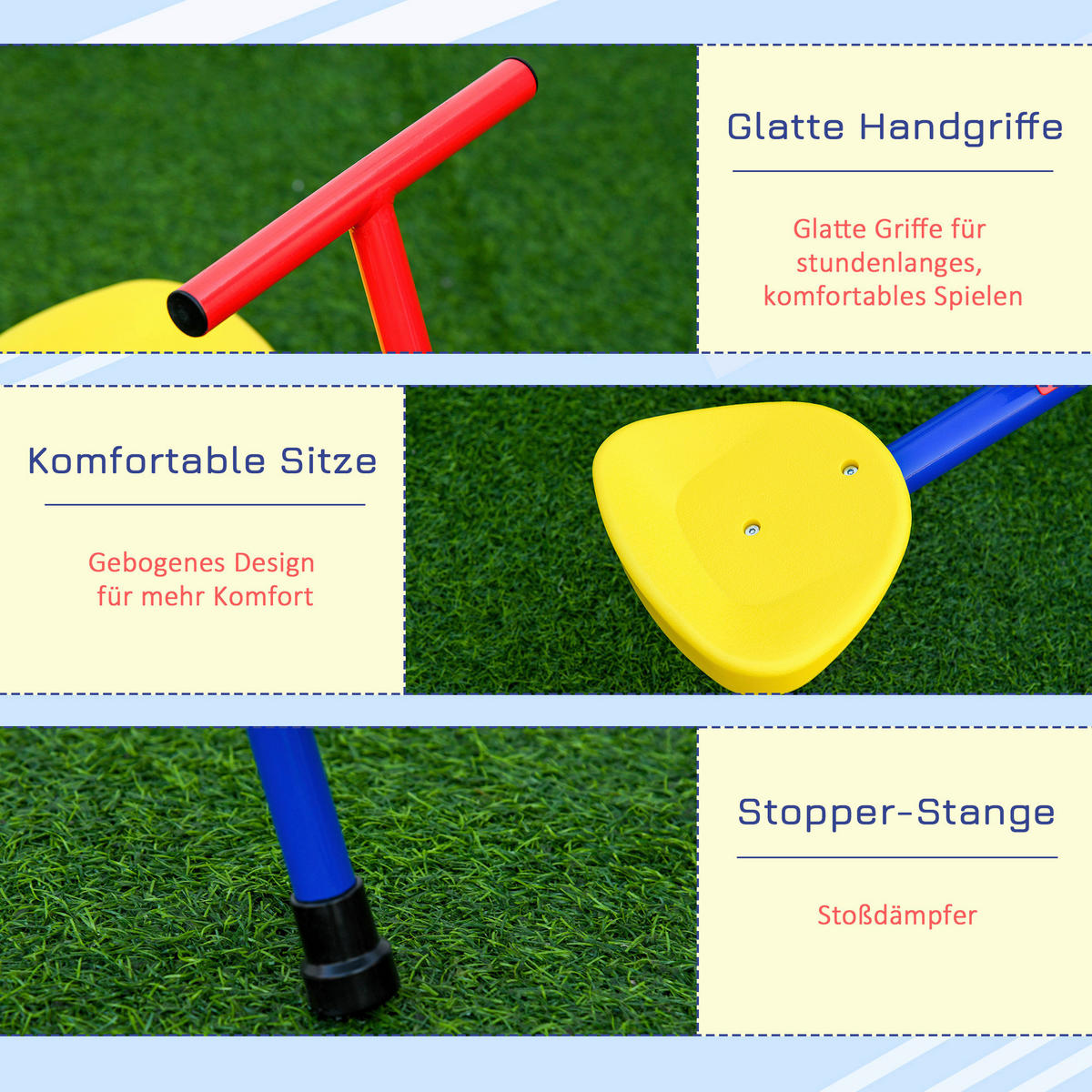 Outsunny Schaukel blau B/H/L: ca. 77x182x63 cm Schaukel - blau/gelb (63,00/77,00/182,00cm) - Outsunny