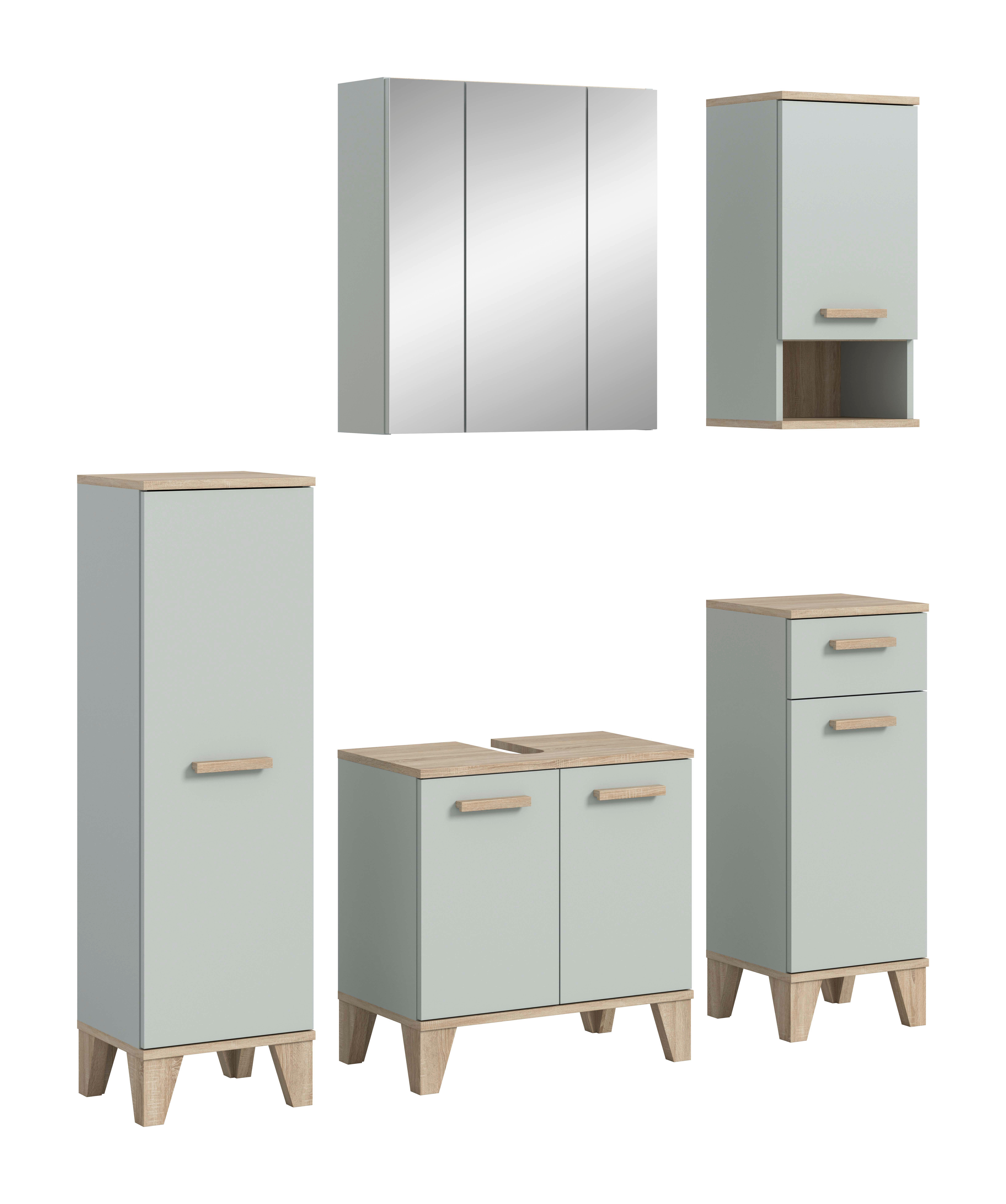 Badezimmer-Set STAR hellgrün Eiche hell Nachbildung B/H/T: ca. 158x190x34 cm STAR - hellgrün (158,00/190,00/34,00cm) - xonox.home