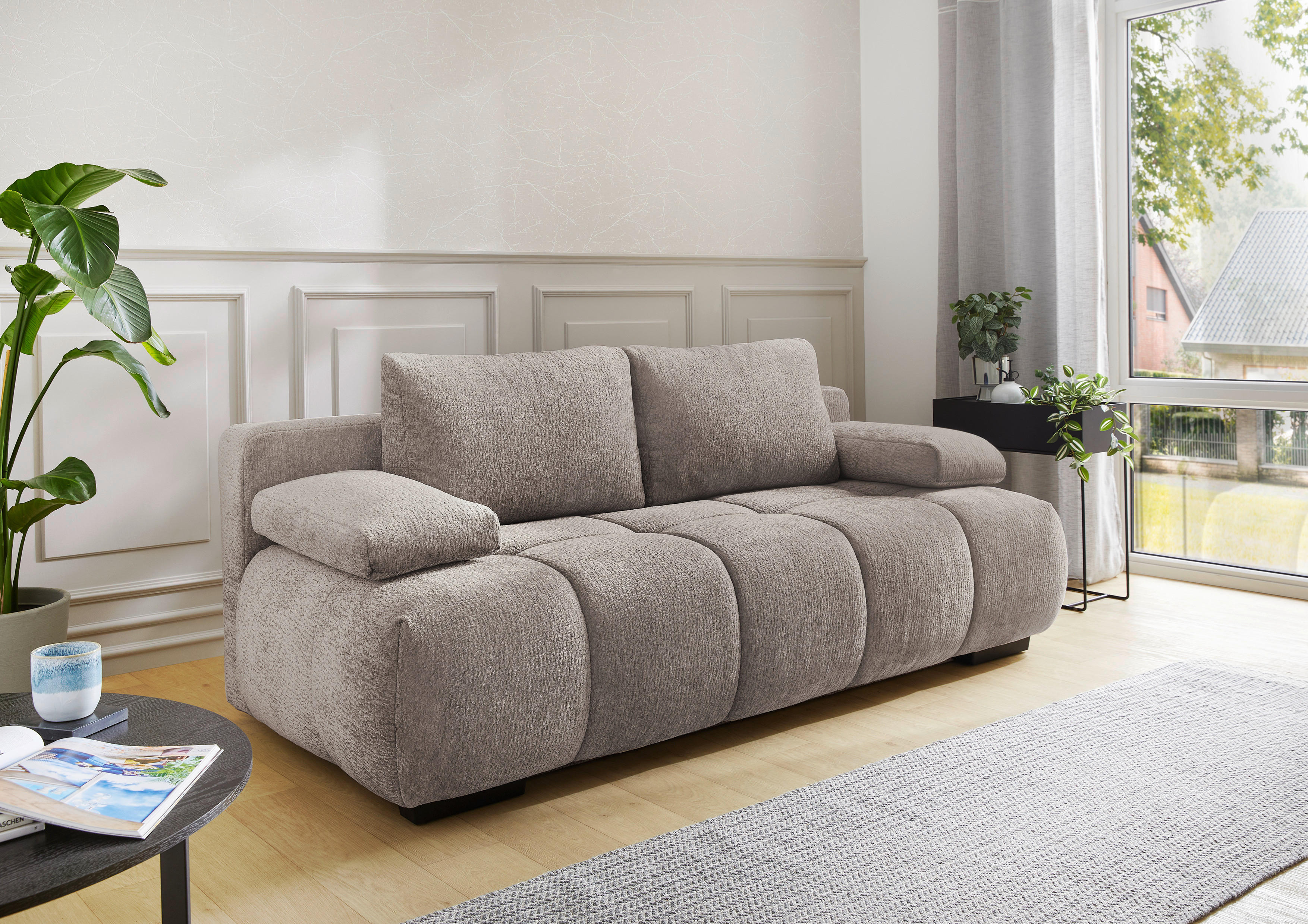 Schlafsofa  Greige B/H/T: ca. 213x86x101 cm Reno_Schlafsofa 410/29-410/29 - Greige/schwarz (213,00/86,00/101,00cm)