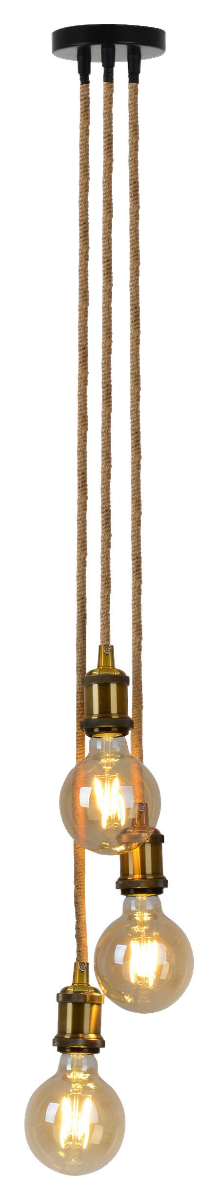 Näve Leuchten Pendelleuchte 127344 altmessing Textil Metall B/H/T: ca. 18x85x18 cm E27 3 Brennstellen Ontario - altmessing (18,00/85,00/18,00cm) - Näve Leuchten