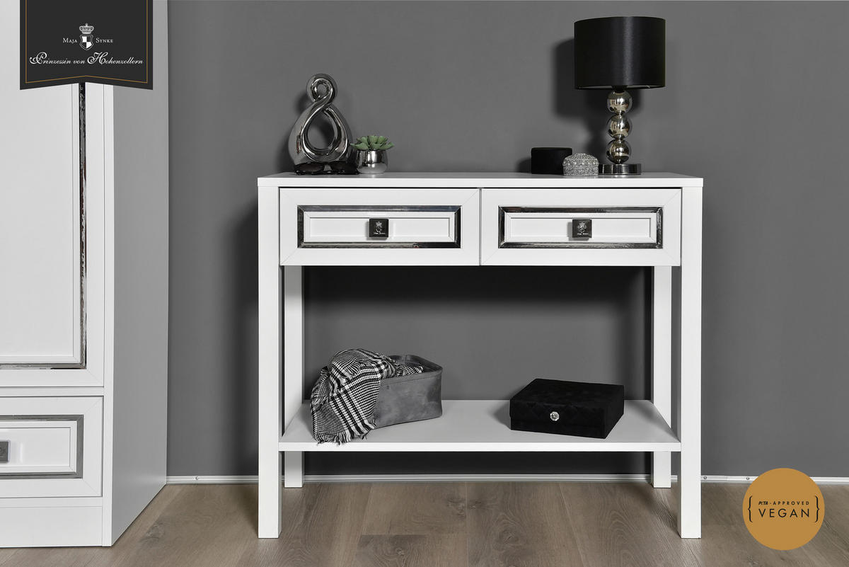 Konsole Royal Living weiß glänzend B/H/T: ca. 90x75x35 cm Royal Living - weiß/silber (90,00/75,00/35,00cm)