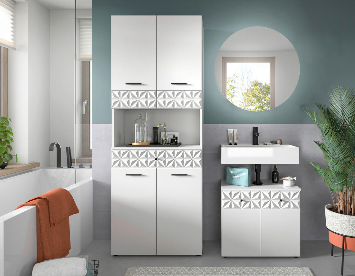 Badezimmer-Set Prisma weiß B/H/T: ca. 176x187x37 cm Prisma - weiß (176,00/187,00/37,00cm) - xonox.home