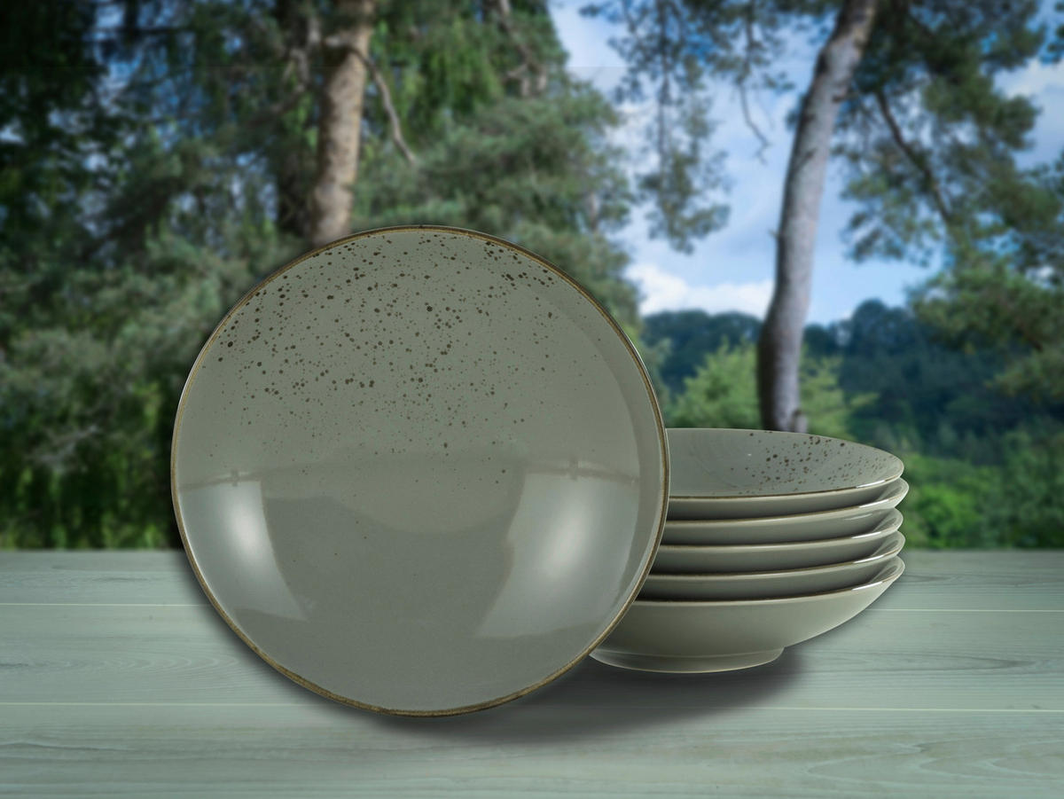CreaTable Suppenteller NATURE COLLECTION grau Steinzeug D: ca. 22 cm NATURE COLLECTION - grau (22,00cm) - CreaTable