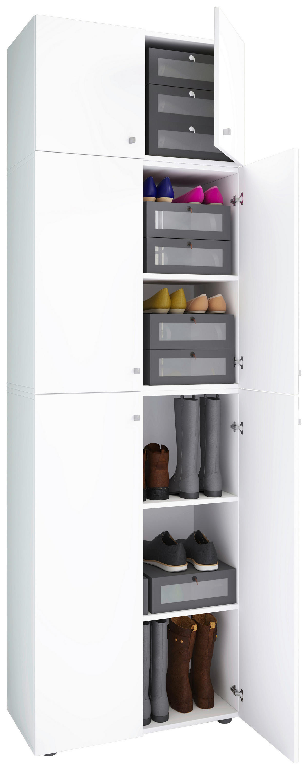 Schuhschrank Lona weiß B/H/T: ca. 70x223x39 cm Lona - weiß (70,00/223,00/39,00cm) - VCM Möbel