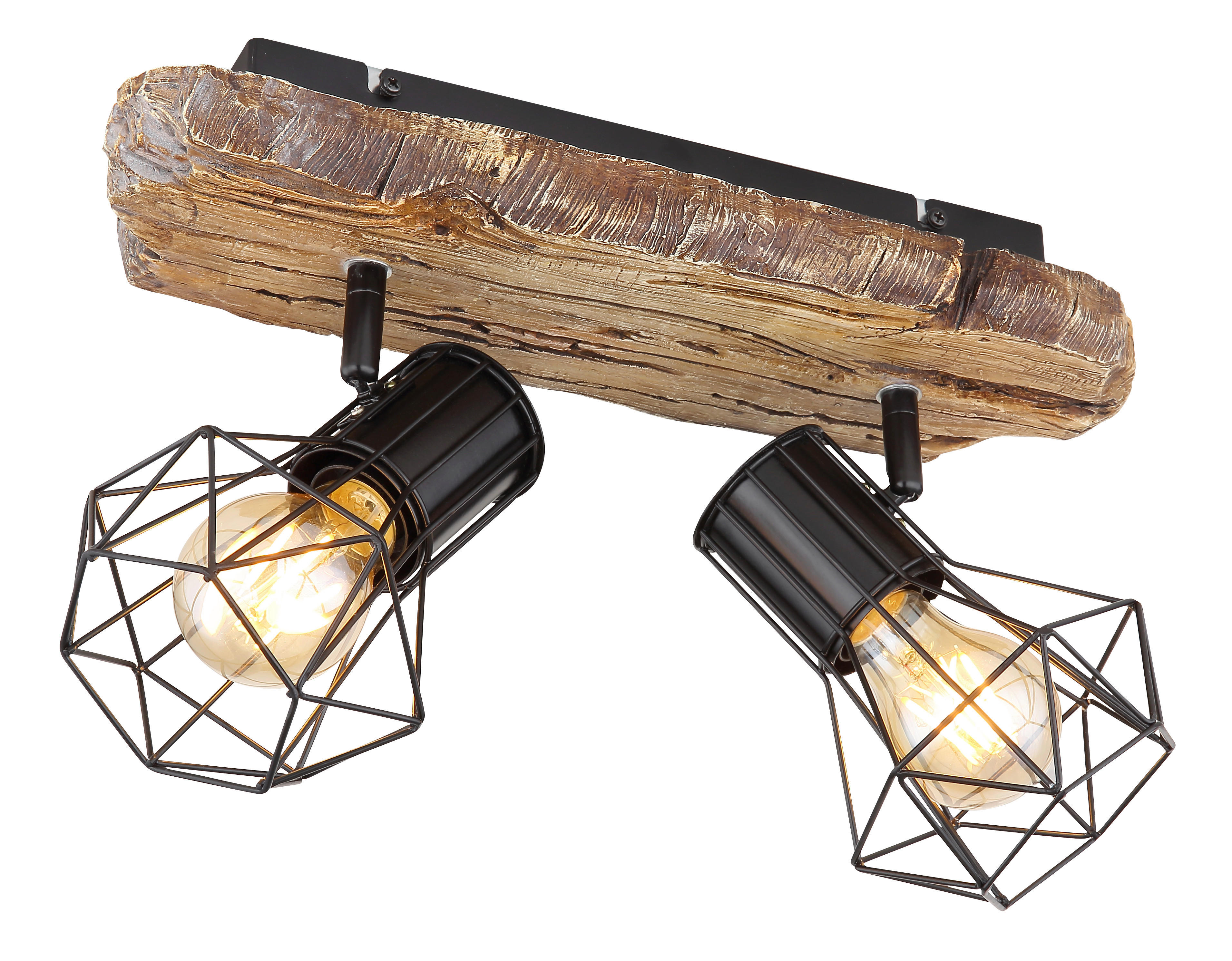 GLOBO Spot schwarz Metall B/H/T: ca. 12x23x38,5 cm E27 2 Brennstellen PRISKA - schwarz (12,00/23,00/38,50cm) - GLOBO