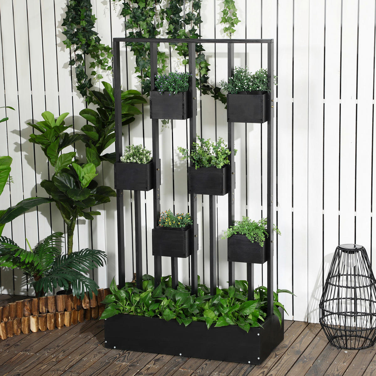 Outsunny Blumenkasten Blumenkasten - schwarz (90,00/45,00/170,00cm) - Outsunny