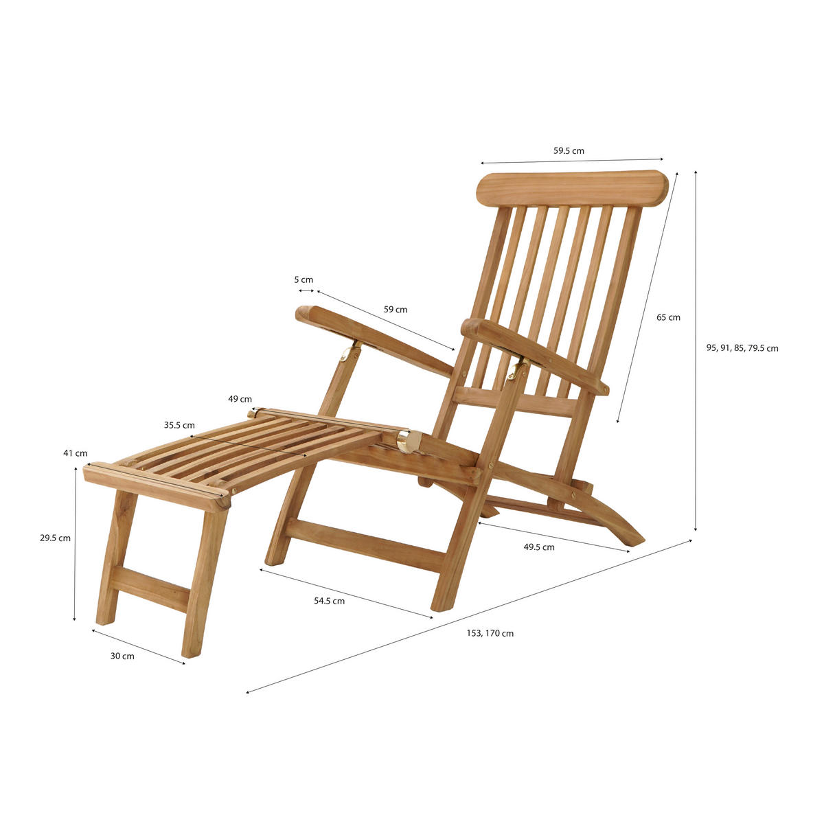 AXI Outdoor Living Gartenliege Costa beige Teakholz B/H/L: ca. 60x80x150 cm Costa - braun/beige (150,00/60,00/80,00cm) - AXI Outdoor Living