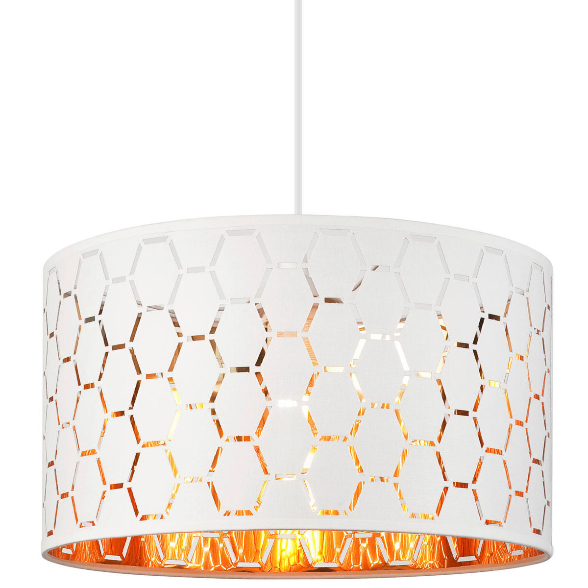 Lamkur Pendelleuchte weiß Holz B/H/L: ca. 37x23x37 cm E27 1 Brennstellen Ulle - weiß (37,00/37,00/23,00cm) - Lamkur