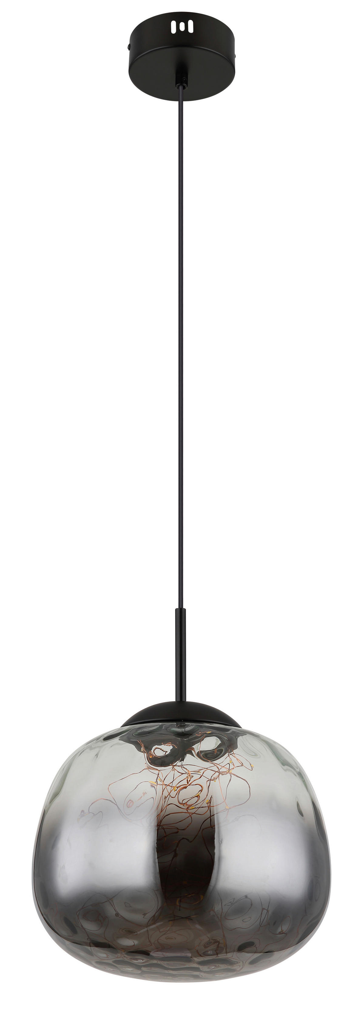 GLOBO LED-Pendelleuchte Firefly 15642 schwarz Metall Rauchglas D: ca. 30 cm Firefly - schwarz (30,00cm) - GLOBO