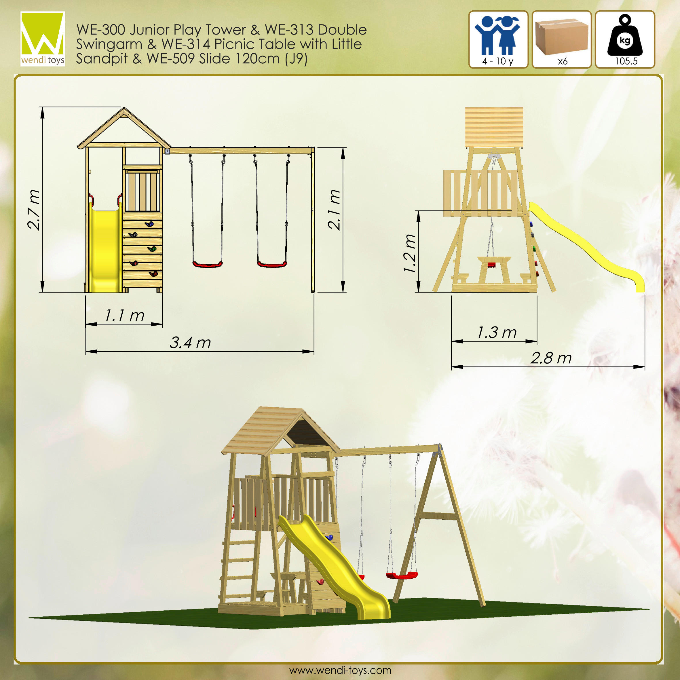 Wendi Toys Stelzenspielhaus Giraffe natur B/H/L: ca. 340x270x280 cm Giraffe - natur (280,00/340,00/270,00cm) - Wendi Toys