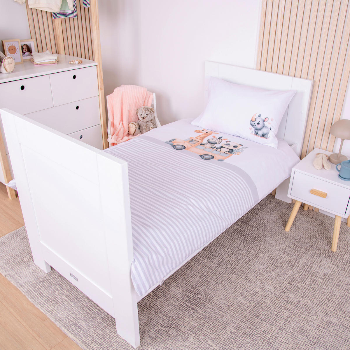 Baumwoll Bettwäsche Adventure Buddies weiß Baumwolle Adventure Buddies - weiß/grau - babybest