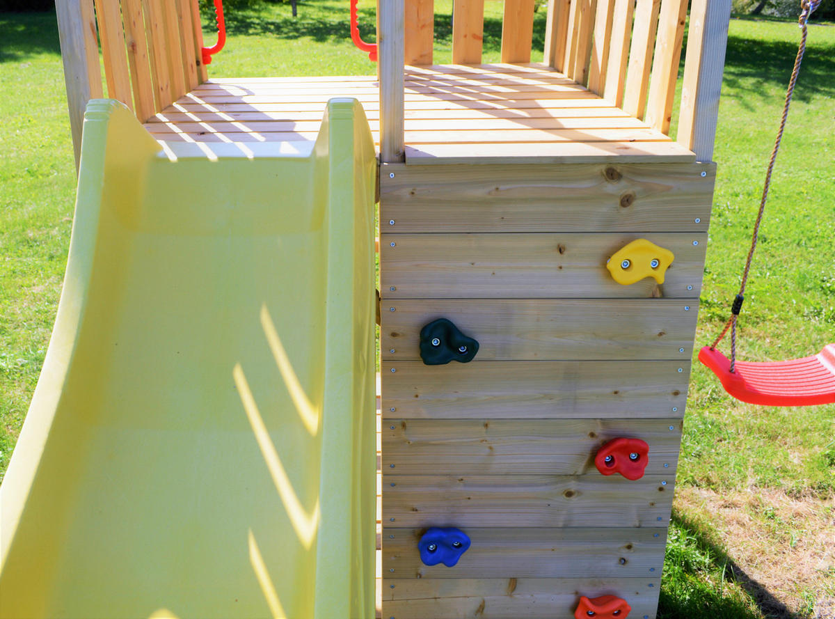 Wendi Toys Stelzenspielhaus Pelikan natur B/H/T: ca. 270x270x280 cm Pelikan - gelb/natur (270,00/270,00/280,00cm) - Wendi Toys