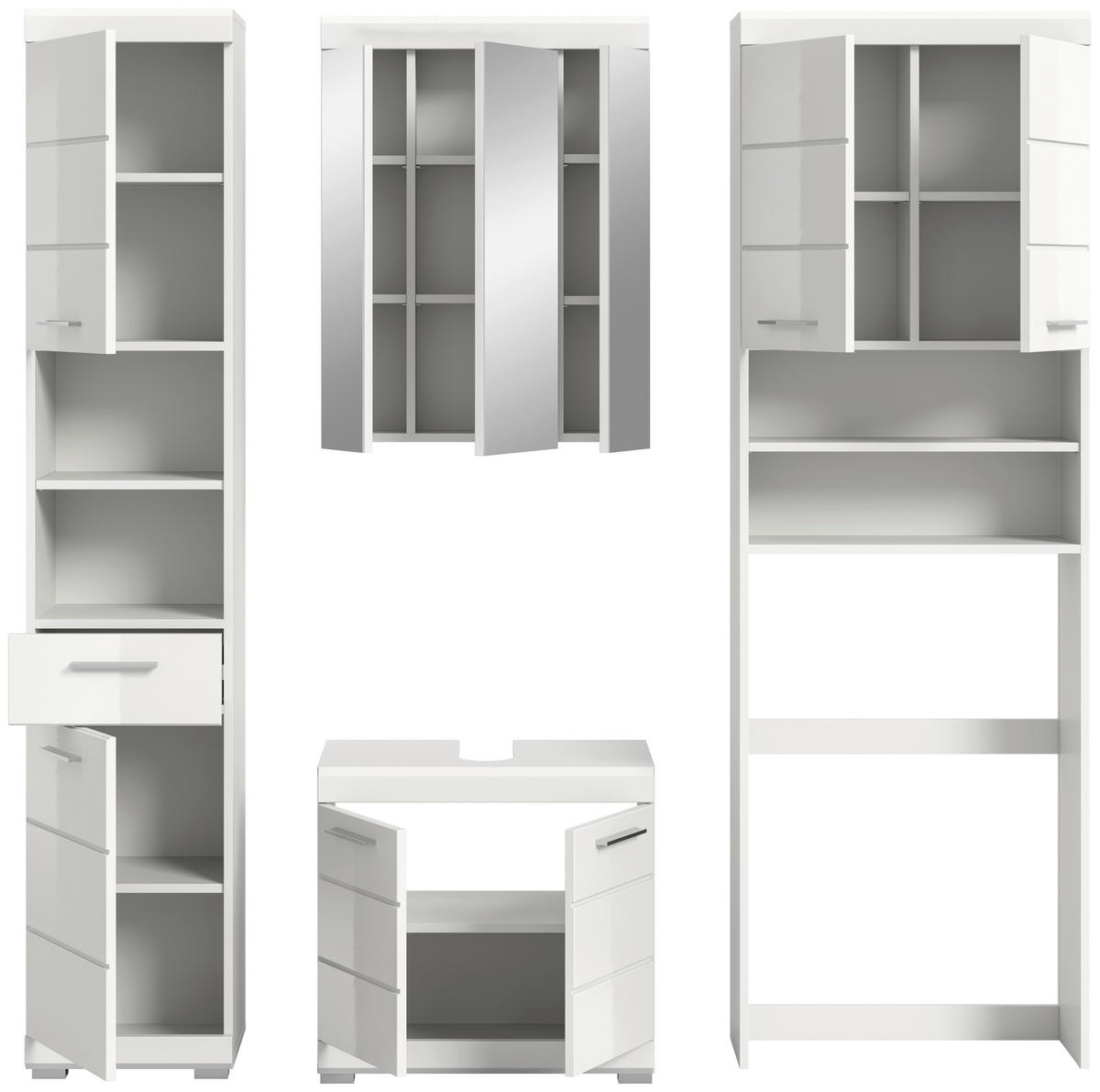 Badezimmer-Set Scout weiß weiß Hochglanz B/H/T: ca. 190x191x34 cm Scout - weiß (190,00/191,00/34,00cm) - xonox.home