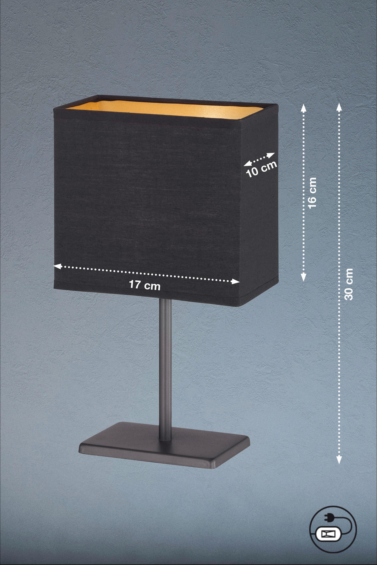 easy! by FHL Tischleuchte 850121 Kate schwarz Textil Metall B/H/T: ca. 10x30x17 cm E14 1 Brennstellen Kate - schwarz (10,00/30,00/17,00cm) - easy! by FHL