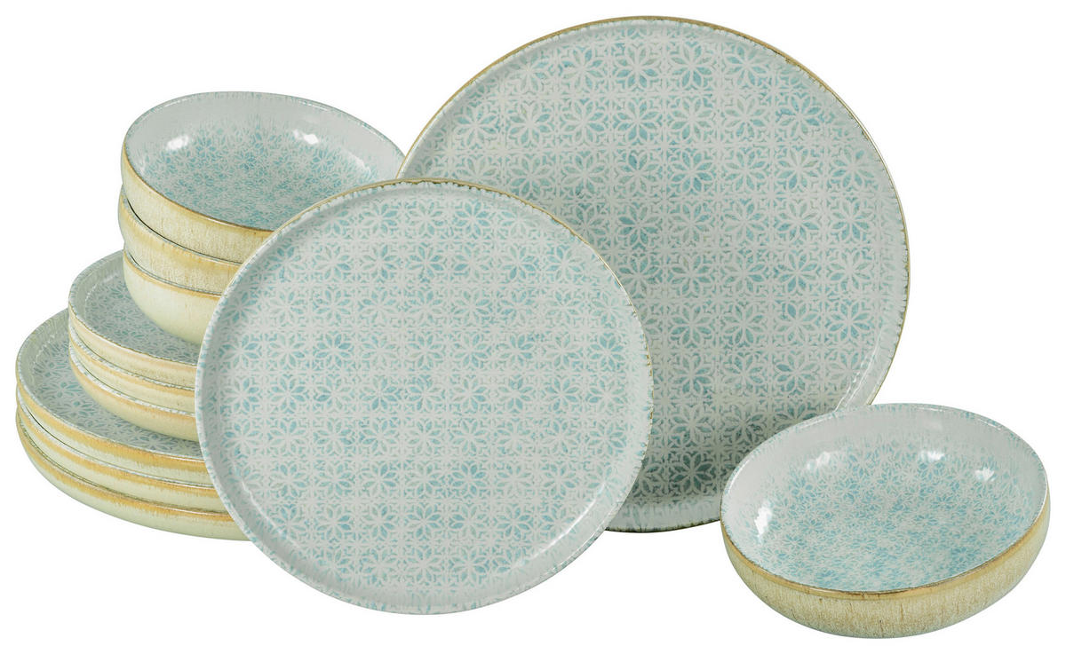 CreaTable Tafelservice Uno Emiliana blau Steinzeug 12 tlg. Uno Emiliana - blau - CreaTable