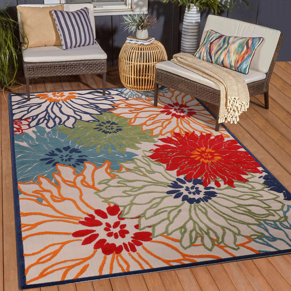 Sanat Outdoorteppich FLORAL bunt B/L: ca. 80x200 cm FLORAL - bunt (80,00/200,00cm) - Sanat